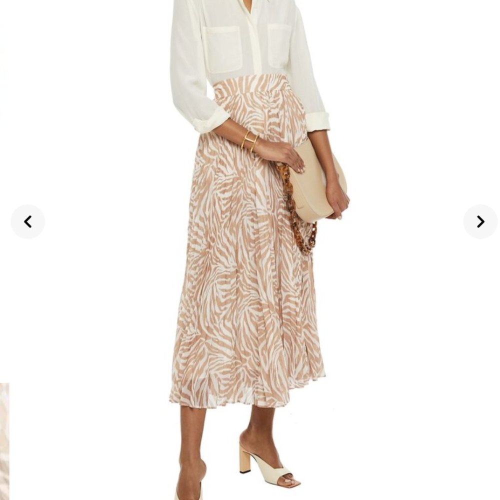 Sold Out Zimmermann Sunray Pleated Zebra-print Chiffon Midi Skirt (S)